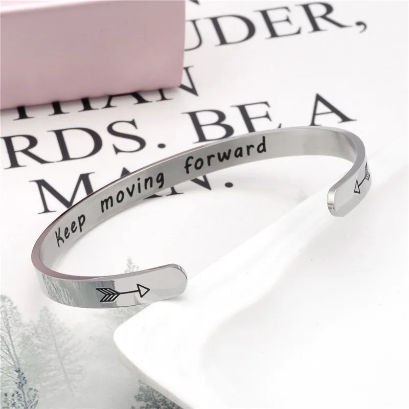 Wide 6mm Cuff Trendy Keep Going Keep moving forward Bracelets Titanium Encouragement Bangle For Men Jewelry
Wide 6mm Cuff Trendy Keep Going Keep moving forward Bracelets Titanium Encouragement Bangle For Men Jewelry