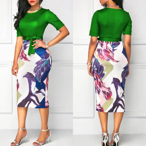 2018 Women Summer Formal Short Sleeve Sheath Dress Pint Regular Dresses Women Empire Knee-Length Clothing
2018 Women Summer Formal Short Sleeve Sheath Dress Pint Regular Dresses Women Empire Knee-Length Clothing