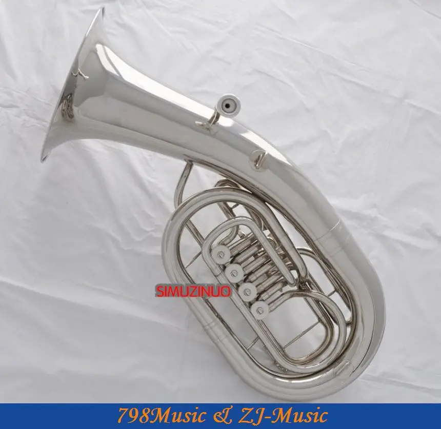 Профессиональный новый серебристый никель Bb Euphonium 4 поворотные клапаны с роговым