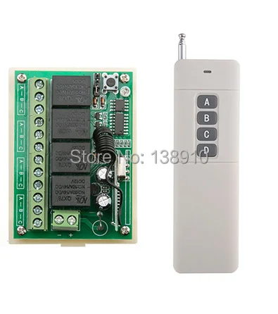 Farthest distance 3000m DC12V 4CH RF Wireless Remote Control Switch System teleswitch 1 X Transmitter +1 X Receiver,315/433 MHZ
Farthest distance 3000m DC12V 4CH RF Wireless Remote Control Switch System teleswitch 1 X Transmitter +1 X Receiver,315/433 MHZ