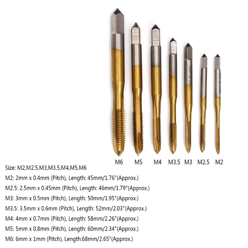 1Pc M2/M2.5/M3/M3.5/M4/M5/M6 HSS Metric Straight Flute Thread Screw Tap Plug Tap Hand Cutting Tools-m15
1Pc M2/M2.5/M3/M3.5/M4/M5/M6 HSS Metric Straight Flute Thread Screw Tap Plug Tap Hand Cutting Tools-m15