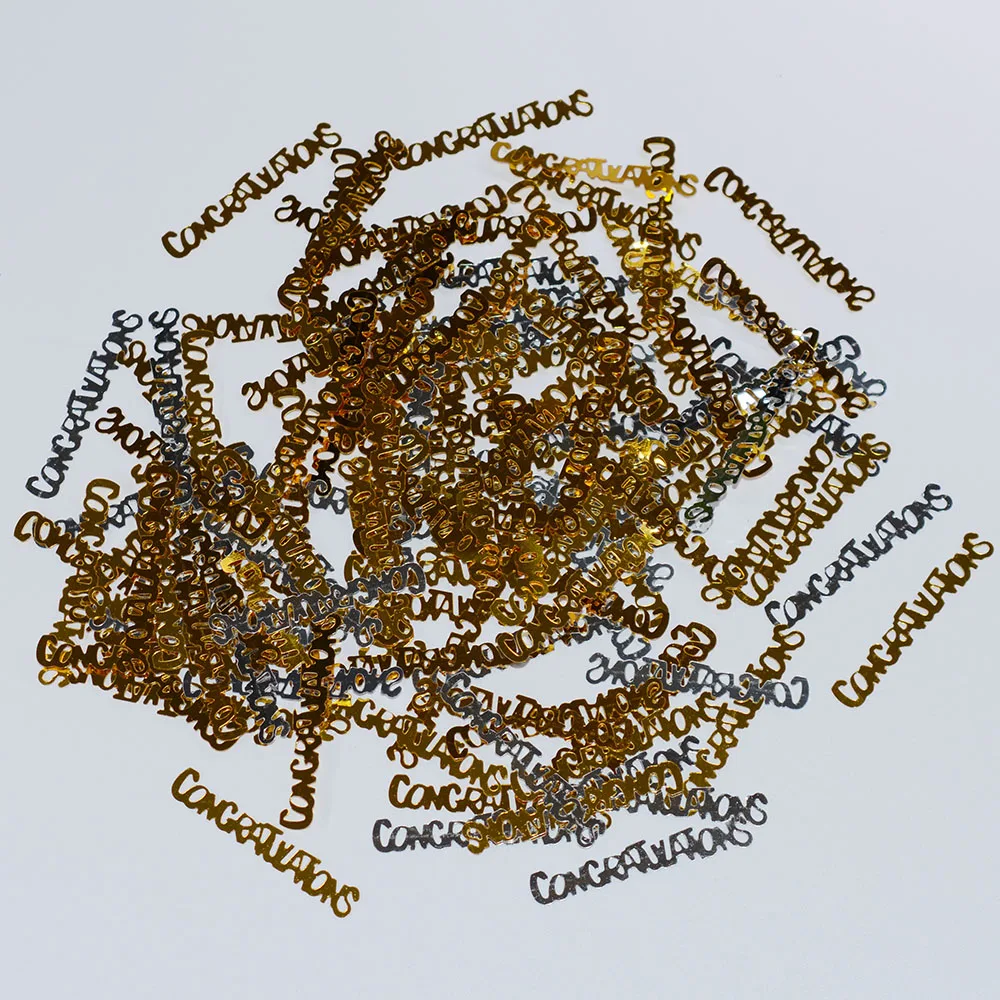 150g Congratulations Gold Silver Foil Confetti PVC Birthday Wedding Party Anniversary Event Decorations Sprinkles Table Scatter
150g Congratulations Gold Silver Foil Confetti PVC Birthday Wedding Party Anniversary Event Decorations Sprinkles Table Scatter