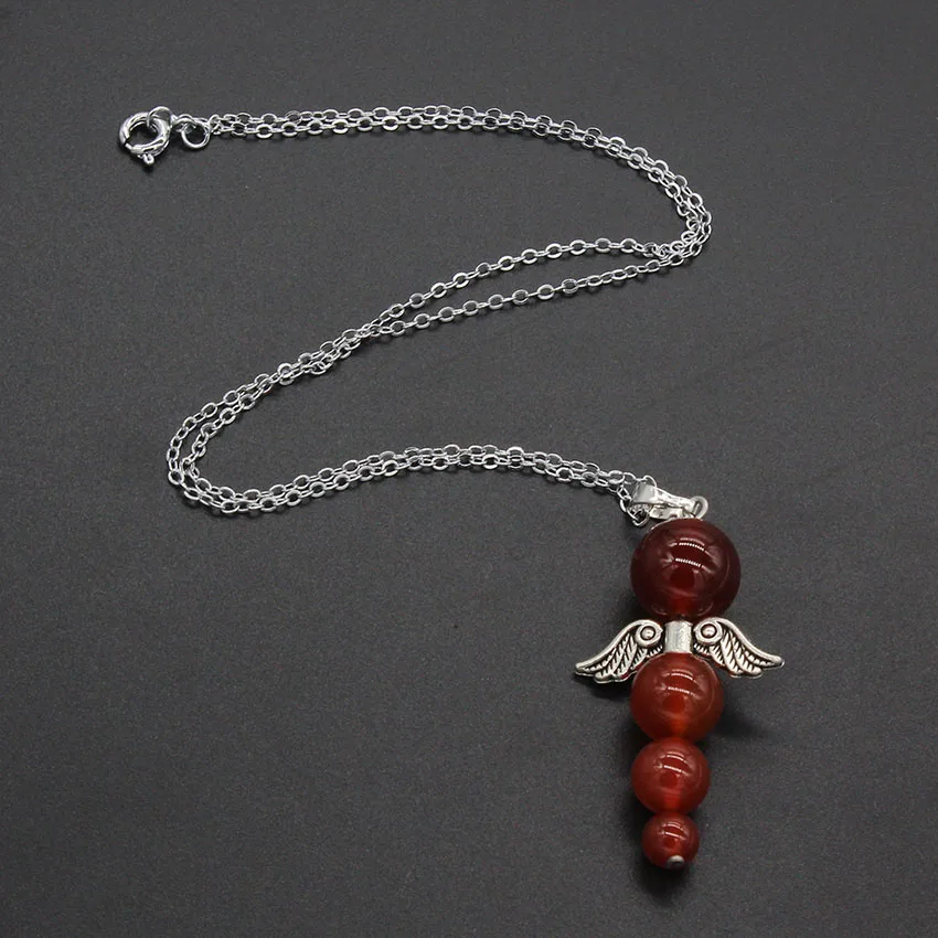 Silver Plated Natural Rose Pink Quartz Red Onyx Black Agates Black Lava Bead Angel Wings Doll Necklace For Women Fashion Gift
Silver Plated Natural Rose Pink Quartz Red Onyx Black Agates Black Lava Bead Angel Wings Doll Necklace For Women Fashion Gift