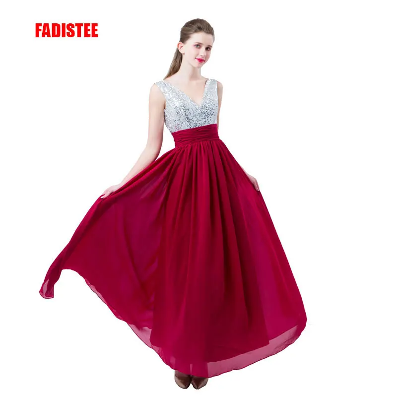 FADISTEE new arrive party prom dress Vestido de Festa V neck evening party long style bling sequins pleat chiffon dresses 
FADISTEE new arrive party prom dress Vestido de Festa V neck evening party long style bling sequins pleat chiffon dresses