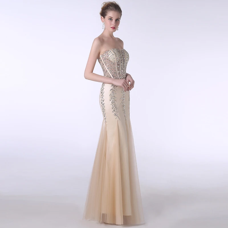 Champagne Prom Dresses Mermaid Sweetheart Tulle Crystals Backless Party Maxys Long Prom Gown Evening Dresses Robe De Soiree
Champagne Prom Dresses Mermaid Sweetheart Tulle Crystals Backless Party Maxys Long Prom Gown Evening Dresses Robe De Soiree