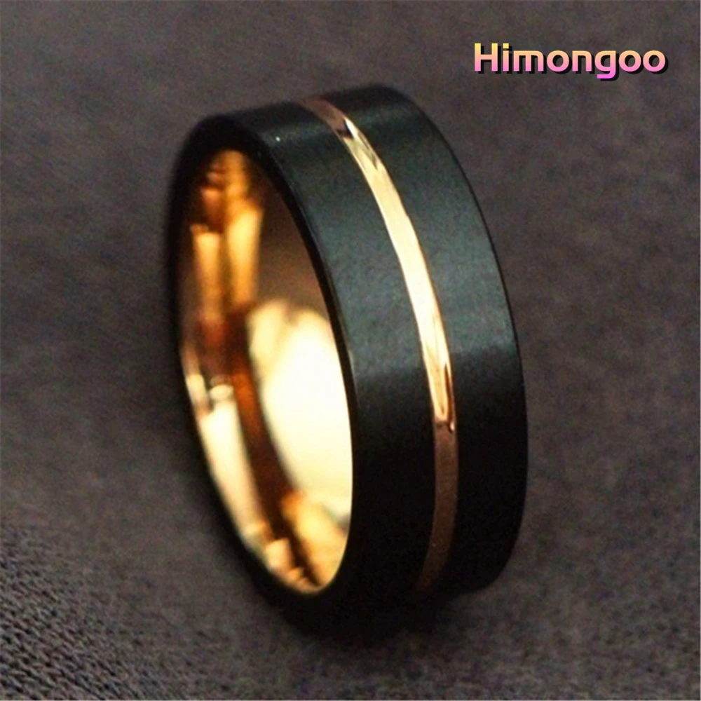HIMONGOO 8MM Black Men's Tungsten Carbide Ring Thin Gold /Rose Gold Line Inside Wedding Band Engagement Anniversary Gift
HIMONGOO 8MM Black Men's Tungsten Carbide Ring Thin Gold /Rose Gold Line Inside Wedding Band Engagement Anniversary Gift