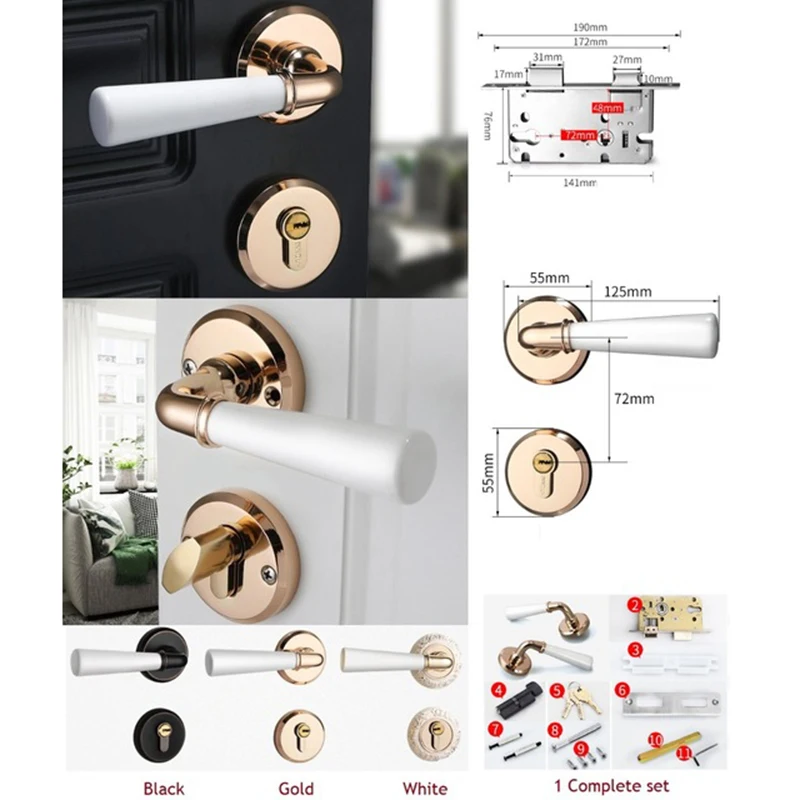Interior Door Round Rosette Lock Set Ceramic Handle Locked Inside with Turn-Thumb Thumb turn Gold Black White
Interior Door Round Rosette Lock Set Ceramic Handle Locked Inside with Turn-Thumb Thumb turn Gold Black White