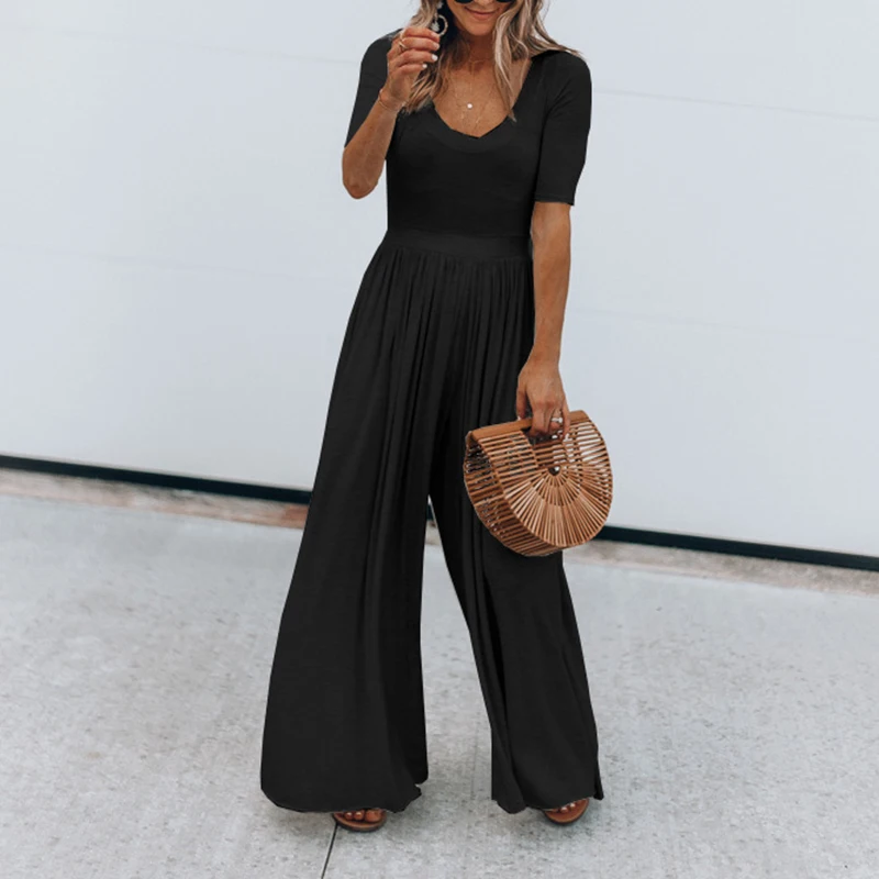 Summer Short Sleeve O Neck Women Casual European Style Jumpsuits Female Loose Wide Leg Streetwear Sexy Solid Jumpsuits SJ3108M
Summer Short Sleeve O Neck Women Casual European Style Jumpsuits Female Loose Wide Leg Streetwear Sexy Solid Jumpsuits SJ3108M