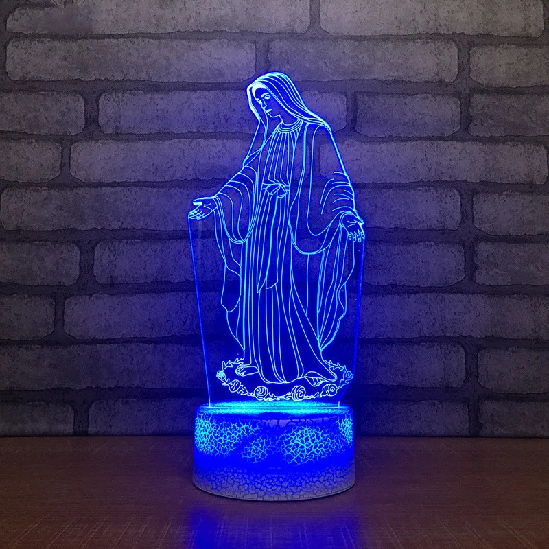 Blessed Virgin Mary 7 Color Led Night Lamps For Kids Touch Usb Table Lampara Lampe Baby Sleeping Nightlight Drop Ship | Лампы