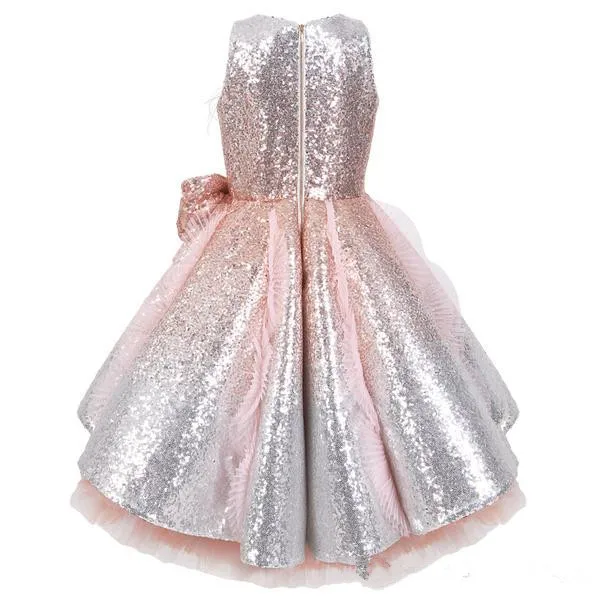 Блестящие цветочные платья для девочек Свадебное бальное платье длинные с