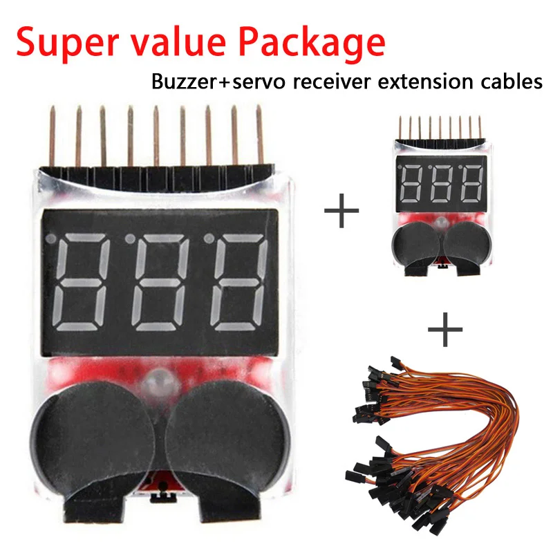 1-8S LED Low Voltage Buzzer Alarm Lipo Voltage Indicator checker + 15/30/60cm 10pcs/lot JR servo extension Lead wire cable
1-8S LED Low Voltage Buzzer Alarm Lipo Voltage Indicator checker + 15/30/60cm 10pcs/lot JR servo extension Lead wire cable
