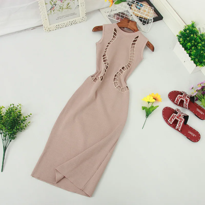 Vintage Sexy Slim Hollow Out Bodycon Knit Midi Pencil Dress Summer Party Tank Sundress Knee Length Women Casual Sheath Vestidos
Vintage Sexy Slim Hollow Out Bodycon Knit Midi Pencil Dress Summer Party Tank Sundress Knee Length Women Casual Sheath Vestidos