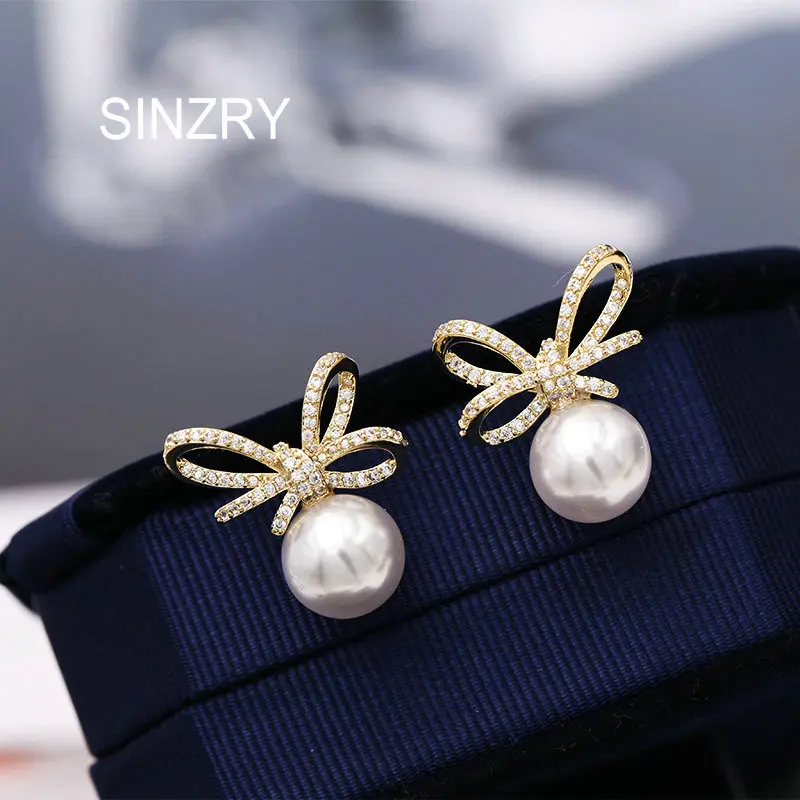 SINZRY clear cubic zircon bowknot Stud Earrings trendy simulated pearl sweety earring Fashion Jewellery
SINZRY clear cubic zircon bowknot Stud Earrings trendy simulated pearl sweety earring Fashion Jewellery