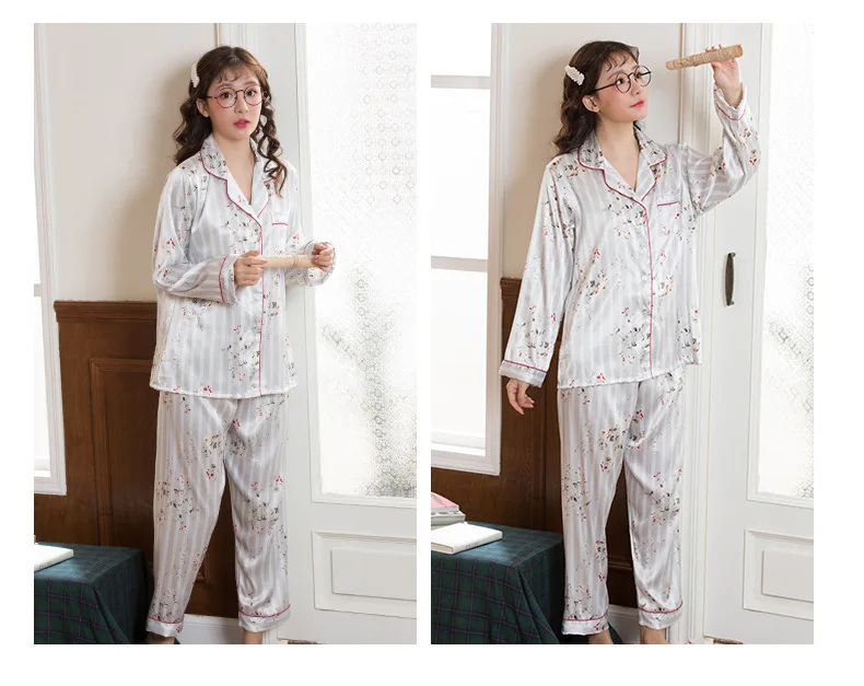 Fdfklak Spring summer pyjamas women silk satin pijamas women print women's sleepwear pajamas set pyjama femme ladies homewear
Fdfklak Spring summer pyjamas women silk satin pijamas women print women's sleepwear pajamas set pyjama femme ladies homewear