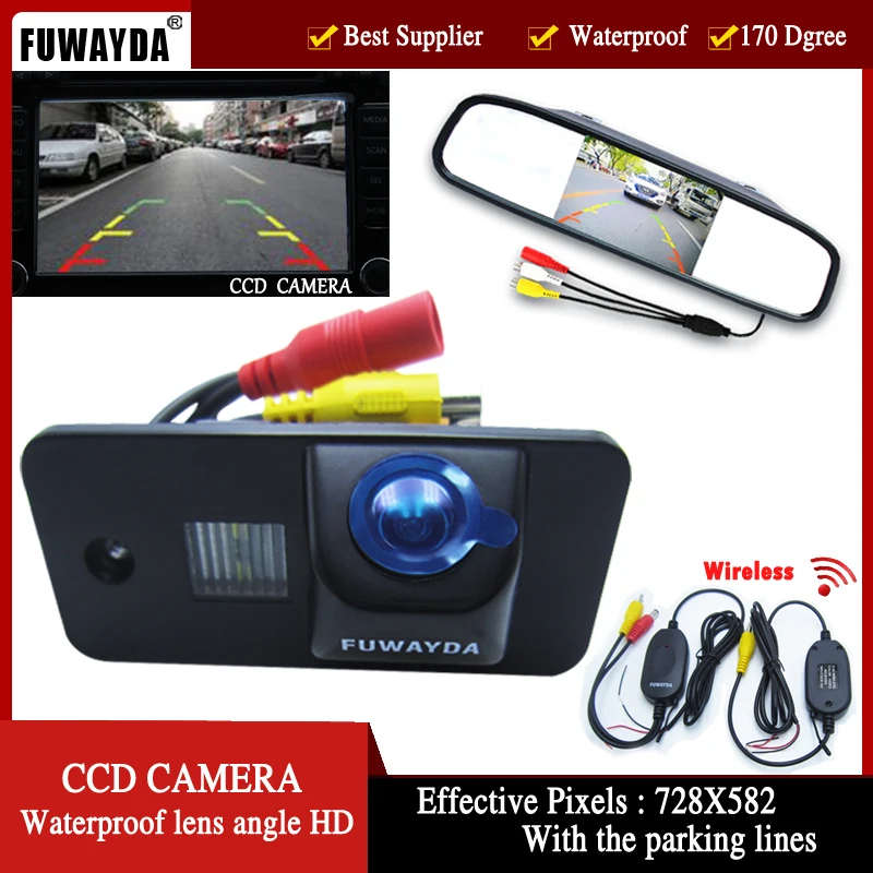 FUWAYDA Wireless CCD Car rear view camera for AUDI A3 S3 A4 S4 A6 A6L S6 A8 S8 RS4 RS6 Q7 4.3 Inch Rearview Mirror LCD Monitor
FUWAYDA Wireless CCD Car rear view camera for AUDI A3 S3 A4 S4 A6 A6L S6 A8 S8 RS4 RS6 Q7 4.3 Inch Rearview Mirror LCD Monitor