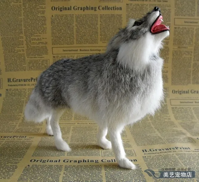 Simulation wolf polyethylene&furs wolf model funny gift about 23cmx8cmx20cm