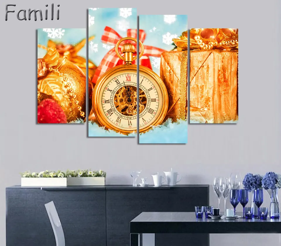 

4Pcs/set Watch Artwork Canvas Painting Wall Art Canvas Paintings For Living Room Wall Cuadros Canvas Prints Photo UnFramed