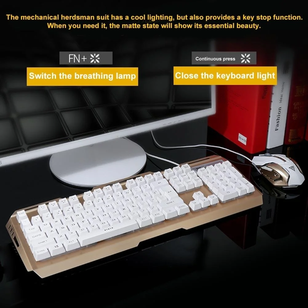 Yoteen V1 USB Проводная эргономичная 7 цветов светодиодный подсветкой Gaming Keyboard и 4