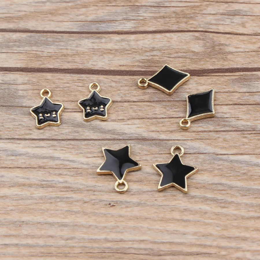 10pcs/lot Hot sale gold alloy charms black rhombus smile pentagram charms pendants for bracelet necklace jewelry accessories
10pcs/lot Hot sale gold alloy charms black rhombus smile pentagram charms pendants for bracelet necklace jewelry accessories