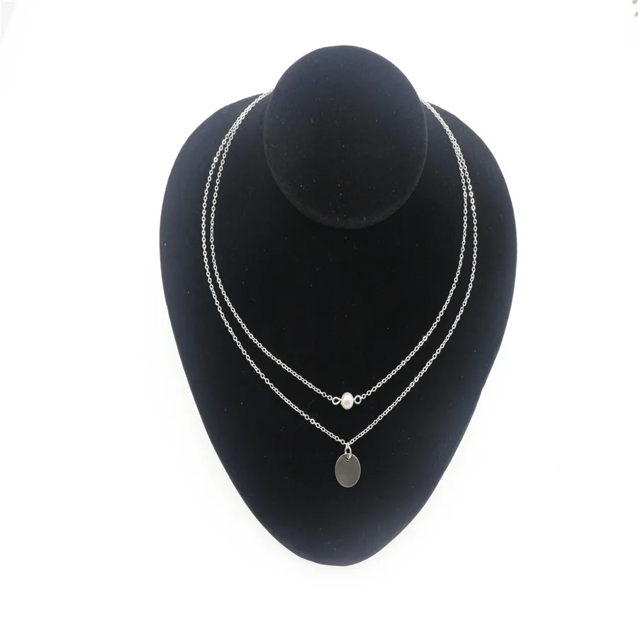 Newest Geometry Multilevel Crystal Coin Pendant Necklaces For Women Fashion Jewelry Silver Necklace Choker Statement | Украшения и