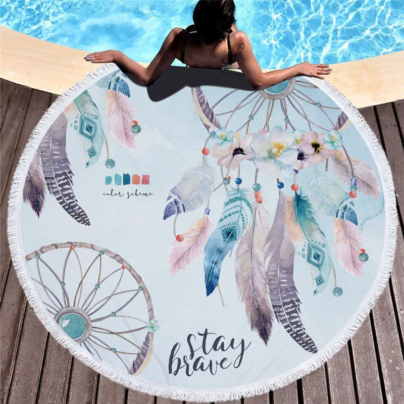 Feather Dream Round Beach Towel For Adult Colorful Print Soft Microfiber Shower Bath Towel Travel Blanket Swimming Cover 150CM
Feather Dream Round Beach Towel For Adult Colorful Print Soft Microfiber Shower Bath Towel Travel Blanket Swimming Cover 150CM