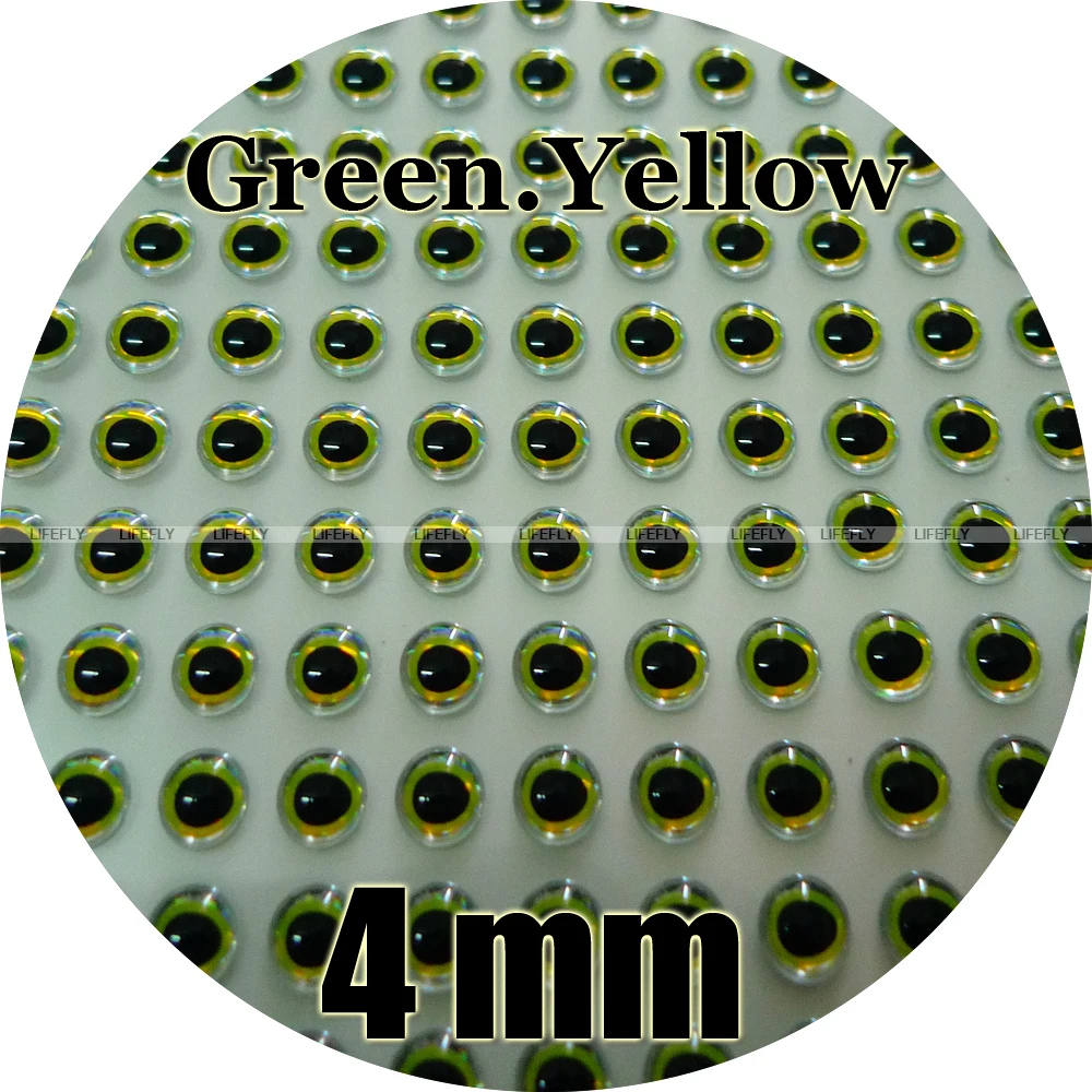4mm 3D Green.Yellow / Wholesale 800 Soft Molded 3D Fish Eyes, Fly Tying, Jig, Lure Making
4mm 3D Green.Yellow / Wholesale 800 Soft Molded 3D Fish Eyes, Fly Tying, Jig, Lure Making