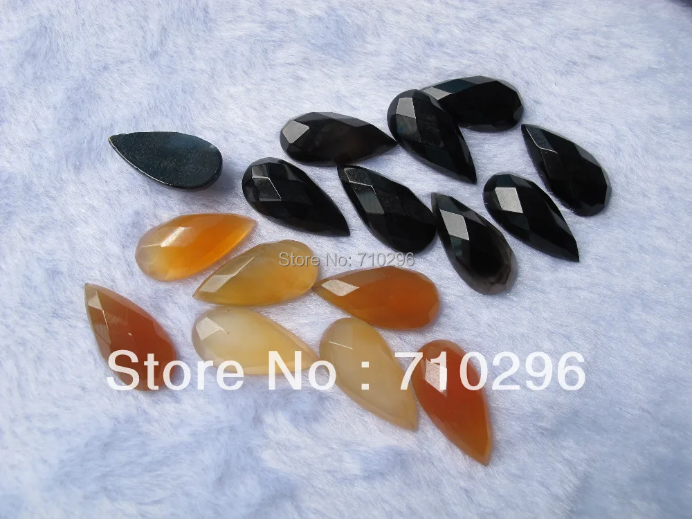 

Red agate Carnelian black agate Bead Cabochon 12x24mm facet pear gem stone cabochons fit jewelry ring DIY 5pcs/lot