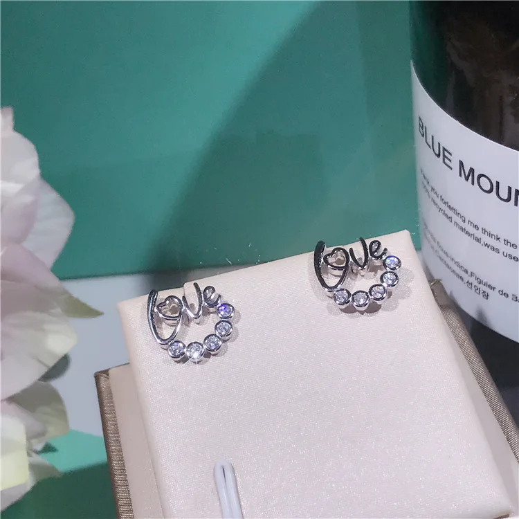 Real 925 Sterling Silver Fresh Letter Love Stud Earrings Cute Designer Women Earrings
Real 925 Sterling Silver Fresh Letter Love Stud Earrings Cute Designer Women Earrings