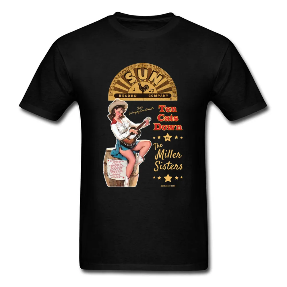 Мужская винтажная Классическая футболка ROCKABILLY черная классическая из 100% хлопка