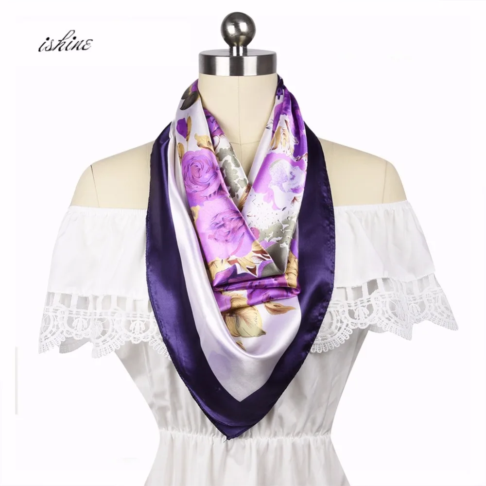 Фото Дешевые Роскошные женские шарфы Модные имитация шелковые с принтом мягкие шали