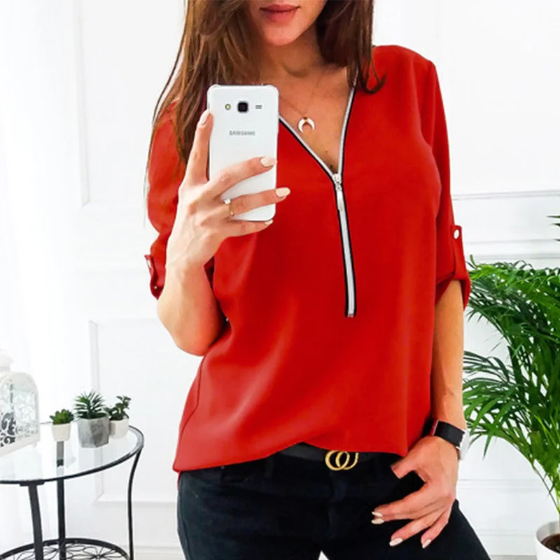 Zipper Short Sleeve Women Shirts Sexy V Neck Solid Tops And Blouses Casual Tee Shirts Tops Female Clothes Plus Size
Zipper Short Sleeve Women Shirts Sexy V Neck Solid Tops And Blouses Casual Tee Shirts Tops Female Clothes Plus Size