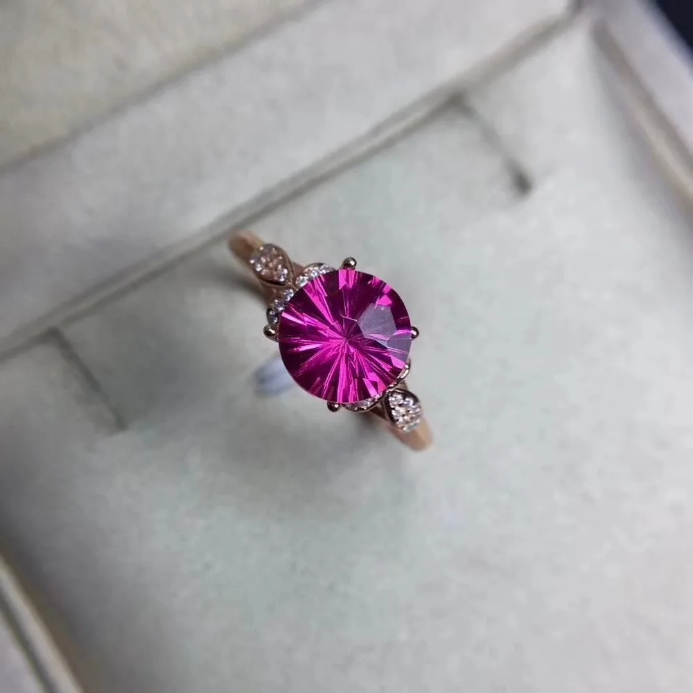 Fashion Elegant round Natural Fireworks pink topaz gem Ring S925 Silver Natural Gemstone Ring girl Women's party gift Jewelry
Fashion Elegant round Natural Fireworks pink topaz gem Ring S925 Silver Natural Gemstone Ring girl Women's party gift Jewelry