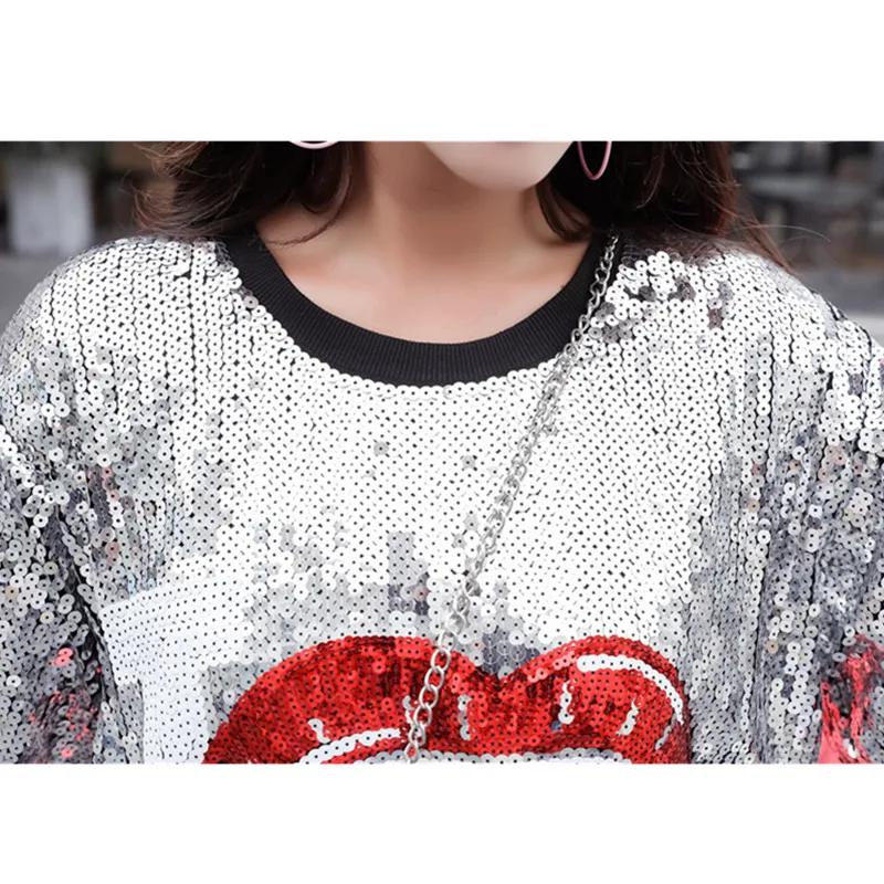 Sequin short-sleeved t-shirt female 2019 Korean version of the new loose summer t-shirt large size Letter fashion long T-shirt
Sequin short-sleeved t-shirt female 2019 Korean version of the new loose summer t-shirt large size Letter fashion long T-shirt