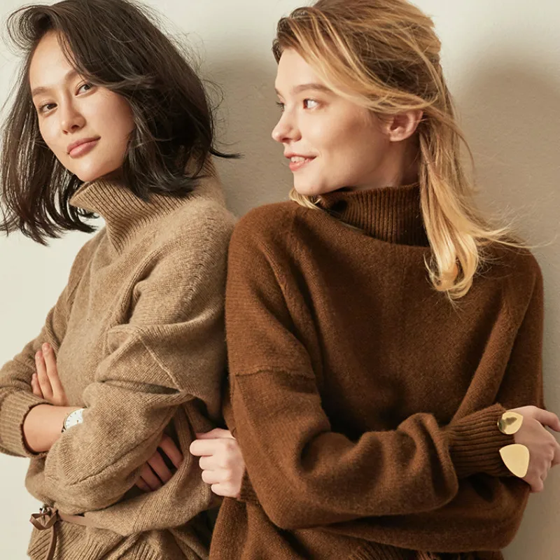Autumn and winter new cashmere sweater loose retro wool women's turtleneck sweater knit sweater warm fashion pullover
Autumn and winter new cashmere sweater loose retro wool women's turtleneck sweater knit sweater warm fashion pullover