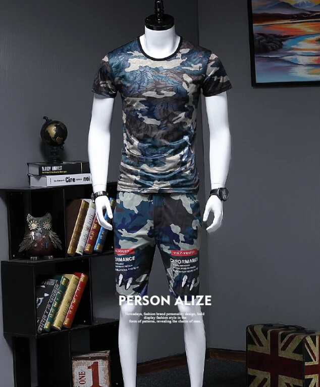 Мужские камуфляжные шорты с коротким рукавом, повседневные комплекты одежды с цветочным принтом, лето 2019 
Мужские камуфляжные шорты с коротким рукавом, повседневные комплекты одежды с цветочным принтом, лето 2019