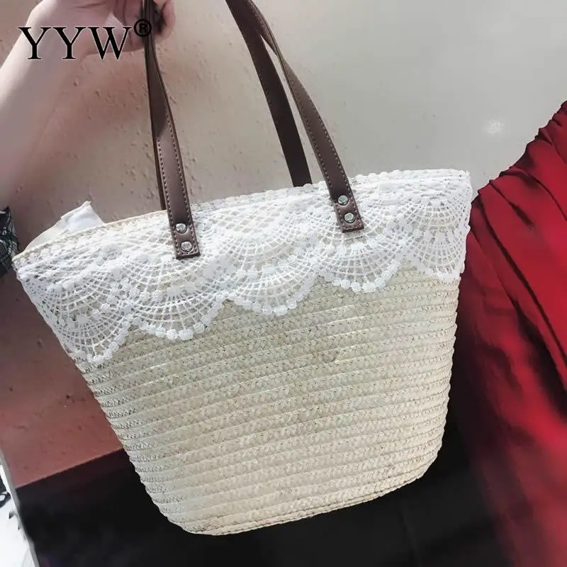 Straw Handbag One Direction Durable Shoulder Bag Female Large Capacity Fashion Women'S Bag White Lace Tote Travel Party Bag
Straw Handbag One Direction Durable Shoulder Bag Female Large Capacity Fashion Women'S Bag White Lace Tote Travel Party Bag