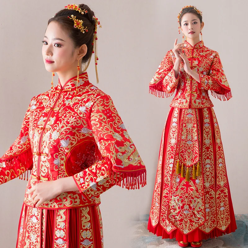 Красное традиционное шоу невесты вышивка cheongsam женатые костюмы китайский стиль свадебное торжественное платье женское заграничное китайс...
Красное традиционное шоу невесты вышивка cheongsam женатые костюмы китайский стиль свадебное торжественное платье женское заграничное китайс...