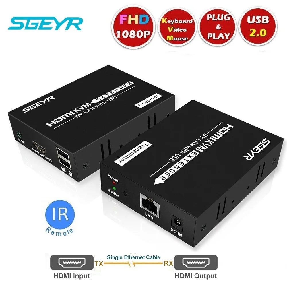 395ft HDMI KVM Extender 120m by Single CAT5e/6 IR Ethernet SGEYR HDMI USB Keyboard Mouse K/M Extensor Extender Support 1080P
395ft HDMI KVM Extender 120m by Single CAT5e/6 IR Ethernet SGEYR HDMI USB Keyboard Mouse K/M Extensor Extender Support 1080P
