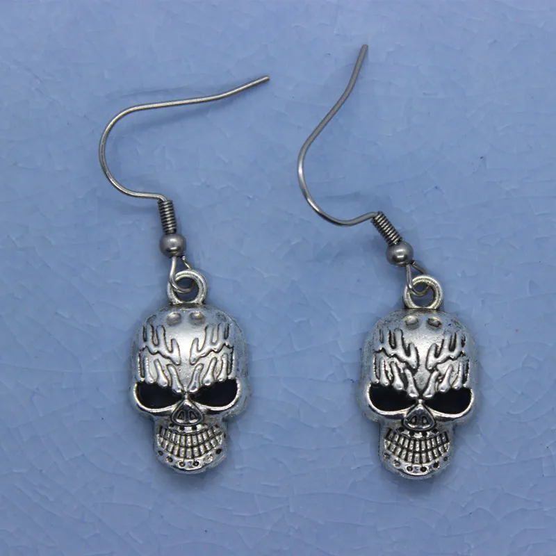 Antiqued Color Zinc Alloy Punk Style Skull Head Pendant Earrings Women's Fashion Creative Stainless Steel Halloween Jewelry | Украшения