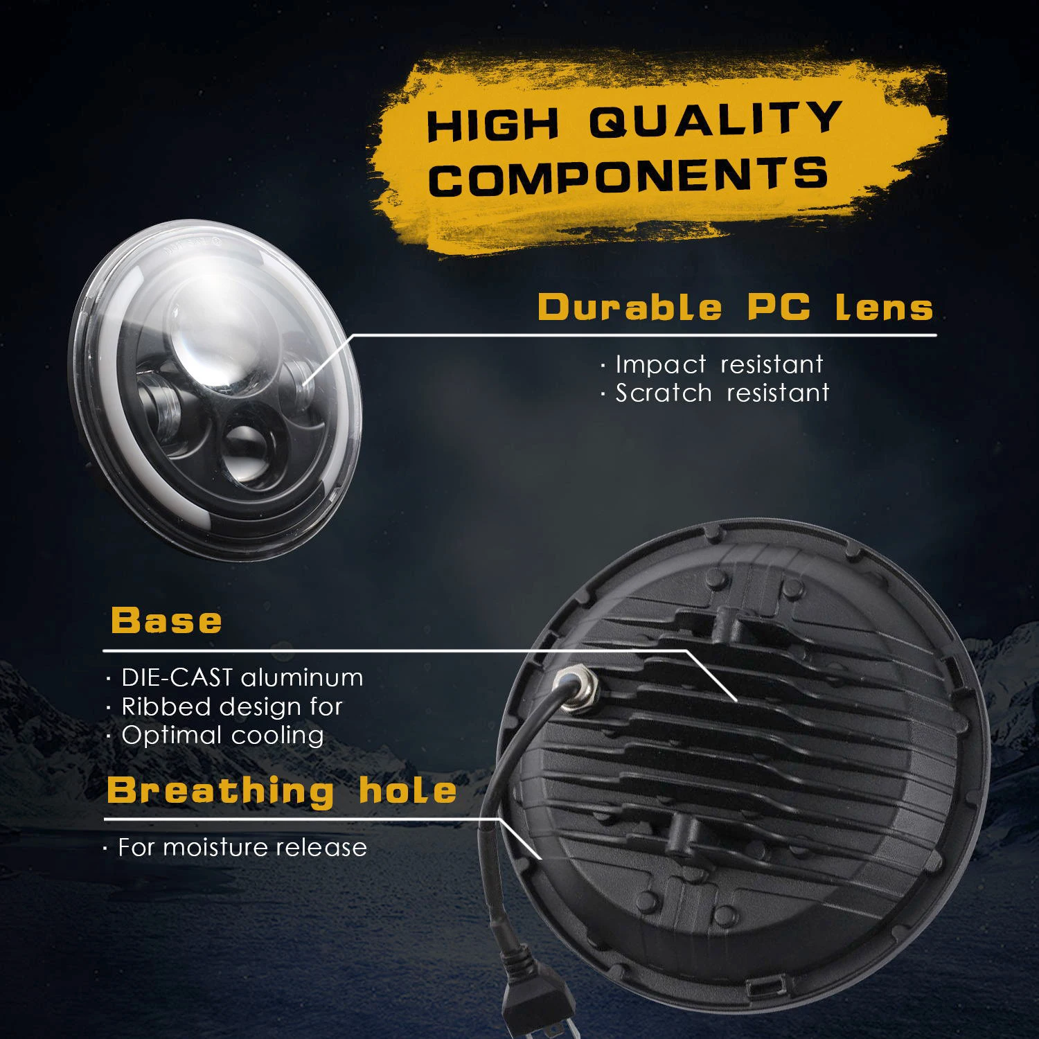Car Headlights 7 Inch 150W Round Black LED Headlight with High Low Beam White mber Turn Signal Super Bright Car light
Car Headlights 7 Inch 150W Round Black LED Headlight with High Low Beam White mber Turn Signal Super Bright Car light