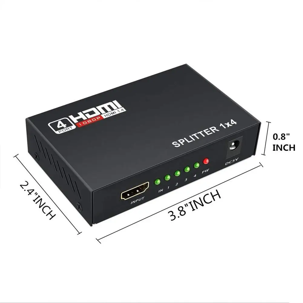 LumiParty 1 в 4 выхода HDMI сплиттер 1X4 HD 1080P 3D Дубликатор Усилитель Переключатель hdmi 1x4