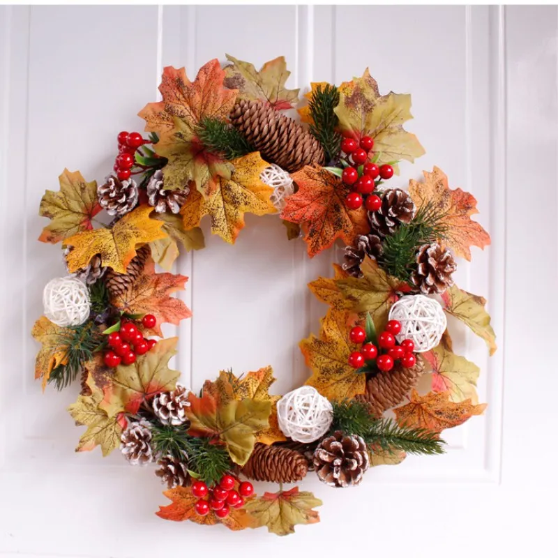 Thanksgiving and Christmas leaf pine wreath door decorations hang handmade DIY home Free Shipping
Thanksgiving and Christmas leaf pine wreath door decorations hang handmade DIY home Free Shipping