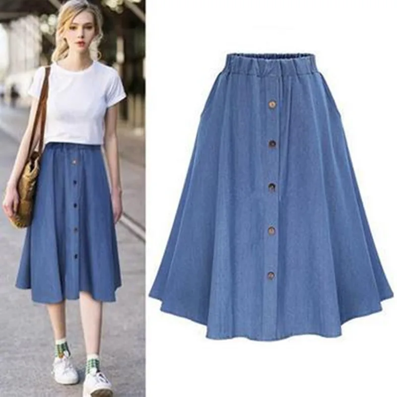 Freeshipping New Summer Autumn Women Skirts Vestidos Free Size Fashion Solid Button Casual Loose Jeans Skirt For Women Denim
Freeshipping New Summer Autumn Women Skirts Vestidos Free Size Fashion Solid Button Casual Loose Jeans Skirt For Women Denim