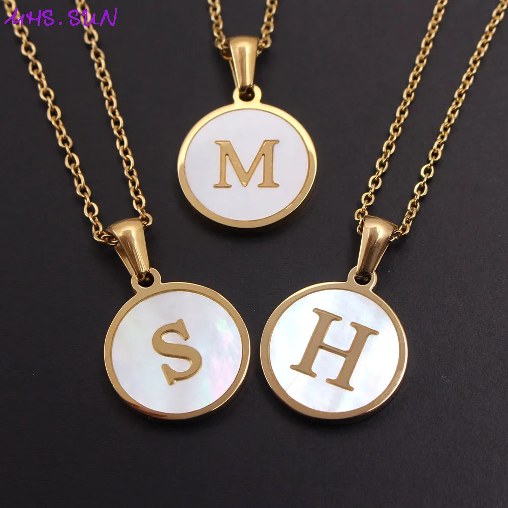 MHS.SUN Newest Gold Color 26 Letter Necklaces Alphabet Shell Pendant Necklace Fashion Chain Necklace For Women Men Jewelry 1PC
MHS.SUN Newest Gold Color 26 Letter Necklaces Alphabet Shell Pendant Necklace Fashion Chain Necklace For Women Men Jewelry 1PC