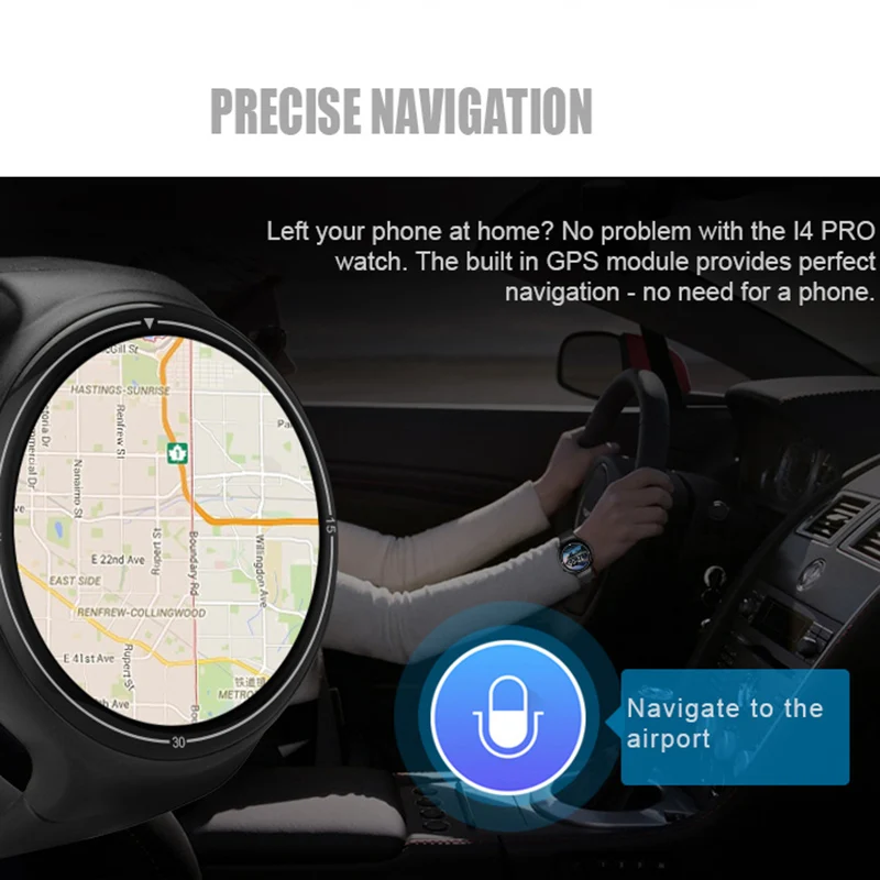 Bluetooth Smart часы I4 Pro Android 5.1 Оперативная память 2 ГБ Встроенная 16 SmartWatch GPS Wi-Fi нано
