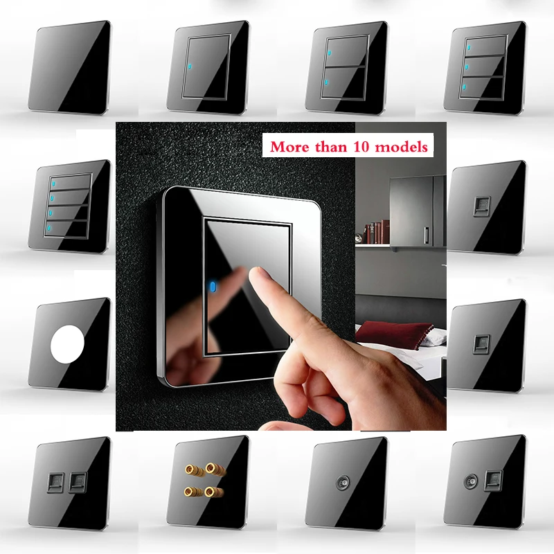 Black mirror switch complete Type 86 Household Wall TV Network cable socket LED Light Point switch EU German france UK USB plug
Black mirror switch complete Type 86 Household Wall TV Network cable socket LED Light Point switch EU German france UK USB plug
