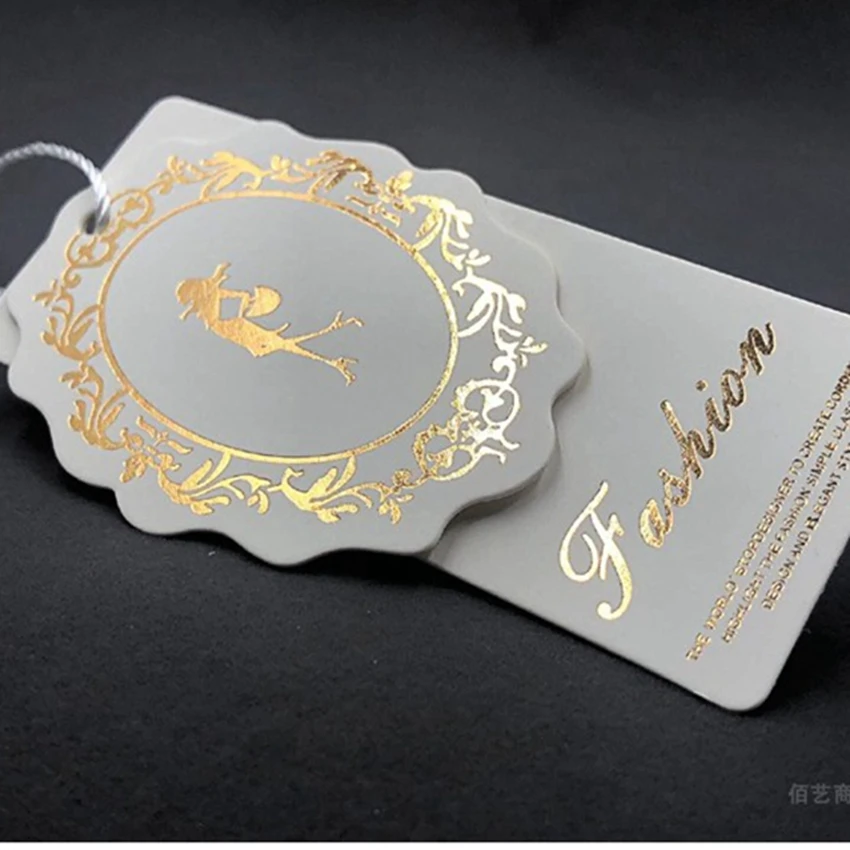 Custom hang tags coated paper clothing hangtag Custom printing garment tags gold silover gold foil hangtag
Custom hang tags coated paper clothing hangtag Custom printing garment tags gold silover gold foil hangtag