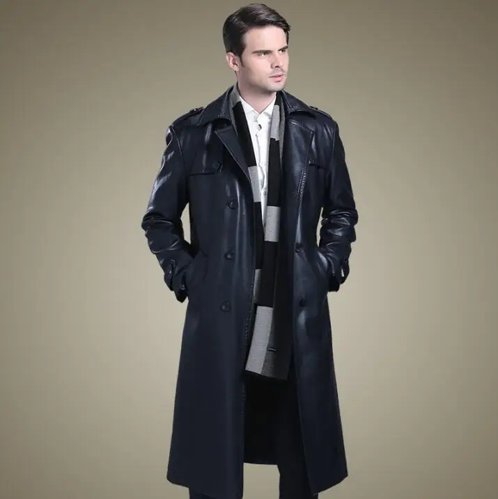 Double breasted leather coats men long coat mens leather trench coats thicken black autumn winter fashion suits collar M - 4XL
Double breasted leather coats men long coat mens leather trench coats thicken black autumn winter fashion suits collar M - 4XL