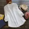 Elegant Women Summer Solid V Neck Long Sleeve Blouses Casual Buttons Feminina Blusas Cotton Linen Shirts Plus Size 5XL#GHC
Elegant Women Summer Solid V Neck Long Sleeve Blouses Casual Buttons Feminina Blusas Cotton Linen Shirts Plus Size 5XL#GHC
