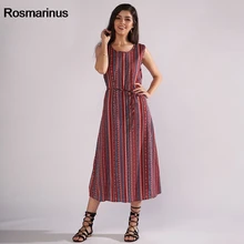 Ретро Полосатое винтажное платье с принтом женское летнее без